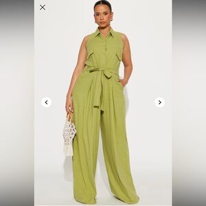 Chic Green Sleeveless Jumpsuit